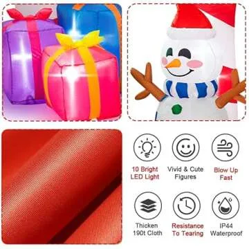 Christmas Inflatable Archway with Bright LED Lights, 8 FT Christmas Decorations Outdoor Yard, Fun Snowman Penguin Gift Box Christmas Blow Up Yard Decorations Large Patio Decorations Garden Props
