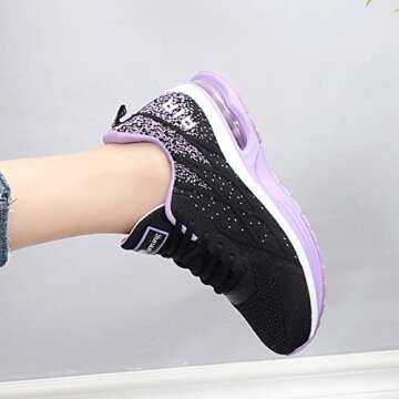 GANNOU Women's Air Athletic Running Shoes Fashion Sport Gym Jogging Tennis Fitness Sneaker Purple 10 B(M) US