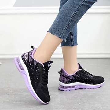 GANNOU Women's Air Athletic Running Shoes Fashion Sport Gym Jogging Tennis Fitness Sneaker Purple 10 B(M) US