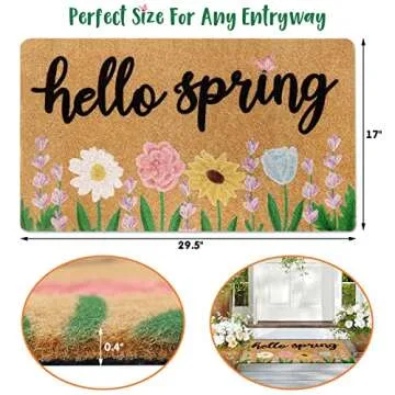 Bright Hello Spring Doormat Floral Entryway Rug Gift