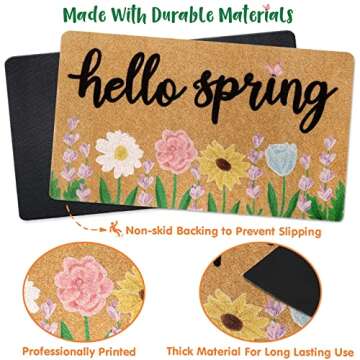 Bright Hello Spring Doormat Floral Entryway Rug Gift