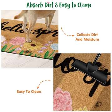 Bright Hello Spring Doormat Floral Entryway Rug Gift
