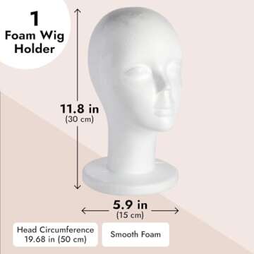 Juvale Female Foam Mannequin Head, Wig Display (11.8 in, 2 Pack)