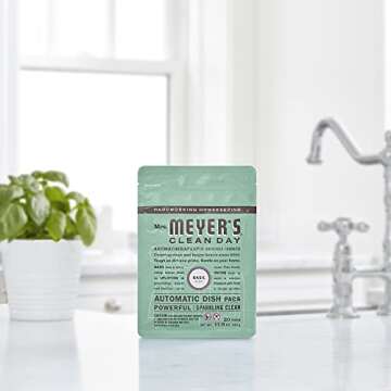 MRS. MEYER'S CLEAN DAY Automatic Dishwasher Pods, Basil, 20 Count
