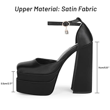 Wetkiss Chunky Platform Ankle Strap Heels for Women