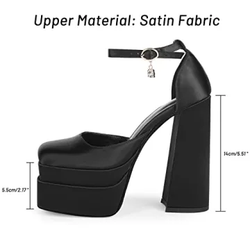 Wetkiss Chunky Platform Ankle Strap Heels for Women