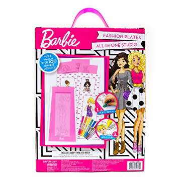 Barbie Fashion Plates All in One Studio Sketch Design Activity Set – Fashion Design Kit for Kids Ages 6 and Up
