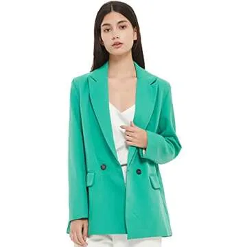 RZIV Women's Casual Long Sleeve Lapel Oversized Button Work Office Blazer Suit Jacket (Medium, Green, m)