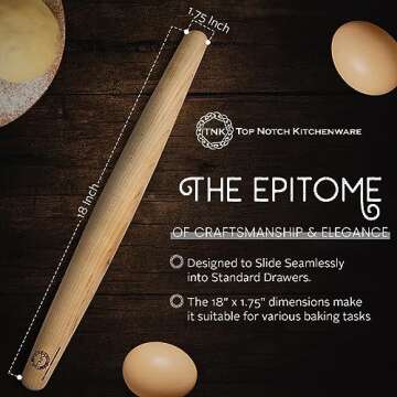 Top Notch Kitchenware Sugar Maple French Rolling Pin