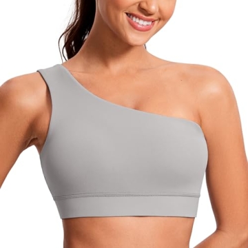 CRZ YOGA Butterluxe Womens One Shoulder Sports Bra - Sleeveless One Strap Low Impact Asymmetrical Wo...