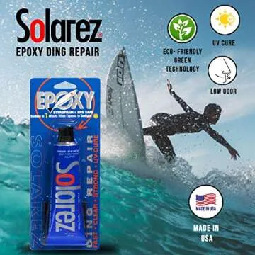 SOLAREZ UV Cure Epoxy Ding Repair Resin (2 oz) w- 60/40 grit Sand pad ~ SUP Paddle-Board & Surfboard Repair ~ No Yellowing, Eco-Friendly (Zero Vapors) Made in The USA