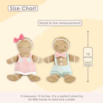 MON AMI Gingerbread Boy & Girl Couple Dolls – 12” Each, Gingerbread Man Plush Toys, Christmas Tr...