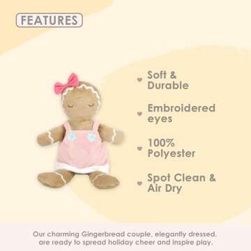 MON AMI Gingerbread Boy & Girl Couple Dolls – 12” Each, Gingerbread Man Plush Toys, Christmas Tree Gifts, Great for Children