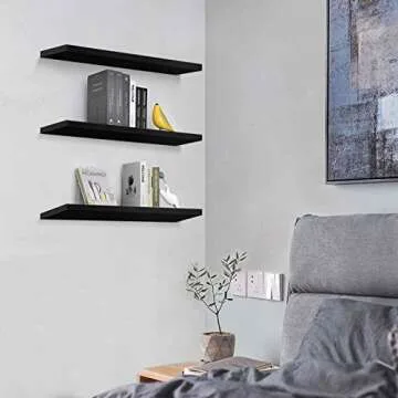 Stylish Solid Wood Floating Shelves - Set of 3 for Your Home