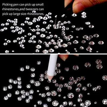 OUTUXED 5040pcs Clear Rhinestones for Crafts, Flatback White Nail Gems, Craft Glass Diamonds Stones with Tweezers and Picking Pen, SS6-SS20 Crystal