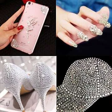 OUTUXED 5040pcs Clear Rhinestones for Crafts, Flatback White Nail Gems, Craft Glass Diamonds Stones with Tweezers and Picking Pen, SS6-SS20 Crystal