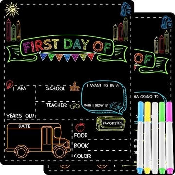 9 Pack 16” X 13” First & Last Day of School Chalkboard with 5 Markers, Large My First Last Day o...