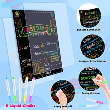 Colorful 9 Pack First & Last Day School Chalkboard Set