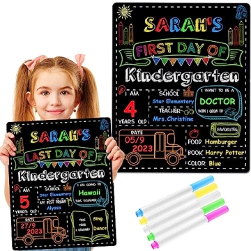 Colorful 9 Pack First & Last Day School Chalkboard Set