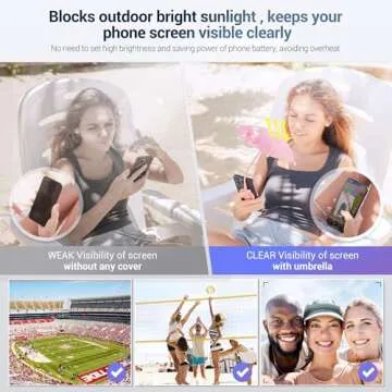 Magnetic Phone Umbrella for Sun,Outdoor Phone Sun Shade Shield with Flexible Angle Design & Rotatable Phone Ring,Umbrella for iPhone 16 15 14 13 12 Pro Max Plus,Mag-Safe Case & All Phones Anti-Glare