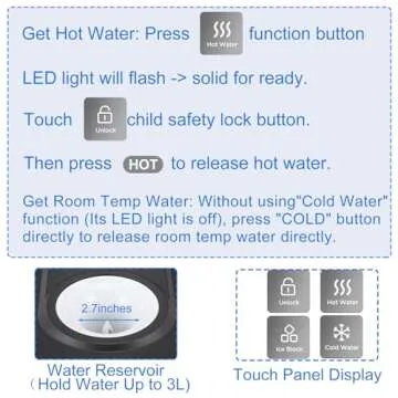 NUNET 3-in-1 Ice Maker & Water Dispenser - 44lbs Daily