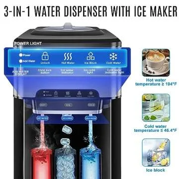 NUNET 3-in-1 Ice Maker & Water Dispenser - 44lbs Daily