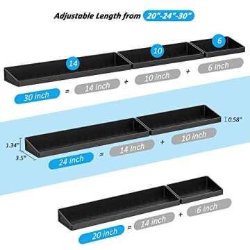 AWOKE Stove Top Shelf 30/24/20 Inch | Silicone Magnetic Shelf for the Stove | Heat Insulated Baffles | 3 in 1 Non-Slip Kitchen Spice Rack Organizer - Black