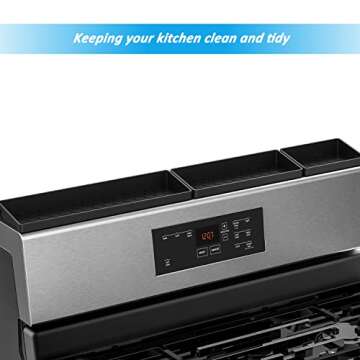 AWOKE Stove Top Shelf 30/24/20 Inch | Silicone Magnetic Shelf for the Stove | Heat Insulated Baffles | 3 in 1 Non-Slip Kitchen Spice Rack Organizer - Black