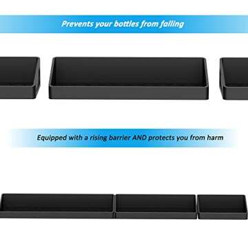 AWOKE Stove Top Shelf 30/24/20 Inch | Silicone Magnetic Shelf for the Stove | Heat Insulated Baffles | 3 in 1 Non-Slip Kitchen Spice Rack Organizer - Black