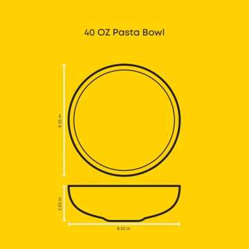 JoyJolt Mesa 40oz Stoneware Serving Bowls, Pasta Bowls Set of 4, Large Salad Pho Soup Bowls for Kitchen, Dishwasher and Microwave Safe Plate Bowls, Aesthetic Kitchen Essentials - Matte White (Linen)