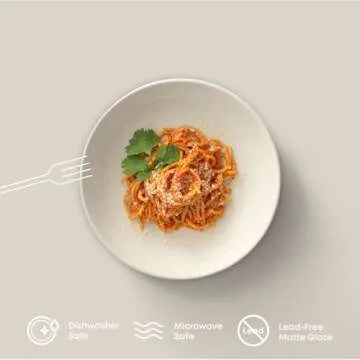 JoyJolt Mesa 40oz Stoneware Serving Bowls, Pasta Bowls Set of 4, Large Salad Pho Soup Bowls for Kitchen, Dishwasher and Microwave Safe Plate Bowls, Aesthetic Kitchen Essentials - Matte White (Linen)