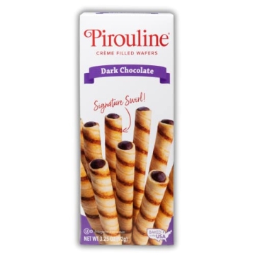 Pirouline Rolled Wafers – Dark Chocolate – Rolled Wafer Sticks, Crème Filled Wafers, Rolled Coo...