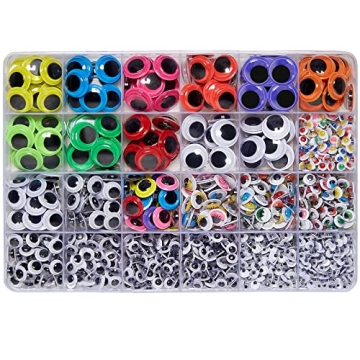 1650pcs Googly Eyes Self Adhesive for Crafts, Sticker Wiggle Eyes for DIY Projects with Multi Colore...