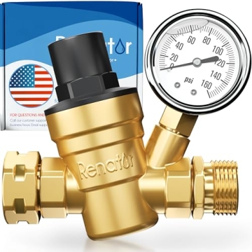 Renator RV Water Pressure Regulator for RV Camper. Brass Lead-free Adjustable RV Water Pressure Regu...