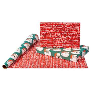 American Greetings 160 sq. ft. Reversible Vintage Christmas Wrapping Paper Set, Vintage Designs (4 Rolls 30 in. x 16 ft.)