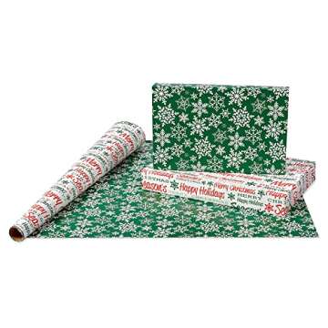 American Greetings 160 sq. ft. Reversible Vintage Christmas Wrapping Paper Set, Vintage Designs (4 Rolls 30 in. x 16 ft.)