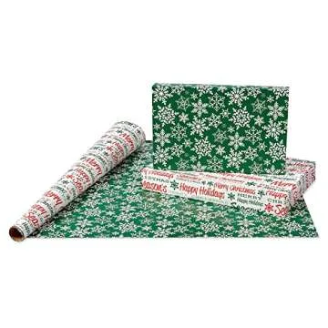 American Greetings 160 sq. ft. Reversible Vintage Christmas Wrapping Paper Set, Vintage Designs (4 Rolls 30 in. x 16 ft.)