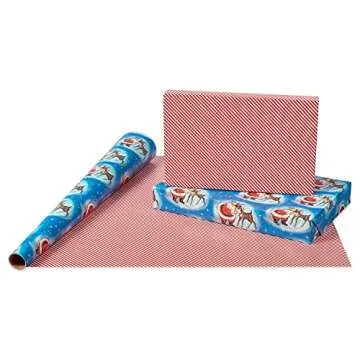 American Greetings 160 sq. ft. Reversible Vintage Christmas Wrapping Paper Set, Vintage Designs (4 Rolls 30 in. x 16 ft.)