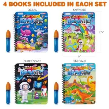 ArtCreativity 4 Pack Magic Water Coloring Books for Toddlers, Reusable Magic Water Pen Coloring Books for Kids Ages 1 2 3 4 - Mess Free Water Art Books for Toddlers - Stocking Stuffers for Toddlers
