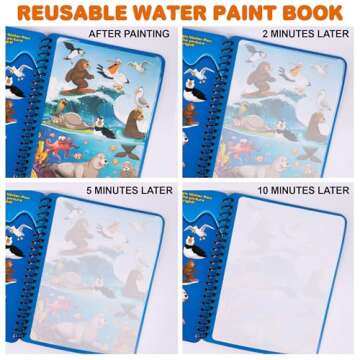 ArtCreativity 4 Pack Magic Water Coloring Books for Toddlers, Reusable Magic Water Pen Coloring Books for Kids Ages 1 2 3 4 - Mess Free Water Art Books for Toddlers - Stocking Stuffers for Toddlers