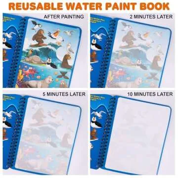 ArtCreativity 4 Pack Magic Water Coloring Books for Toddlers, Reusable Magic Water Pen Coloring Books for Kids Ages 1 2 3 4 - Mess Free Water Art Books for Toddlers - Stocking Stuffers for Toddlers