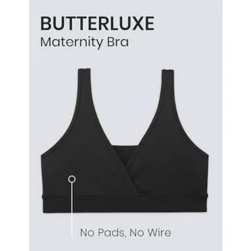 CRZ YOGA Butterluxe Maternity Nursing Bras for Women Crossover Wireless Sleep Breastfeeding Lounge Pregnancy Bralette Comfy Black Medium