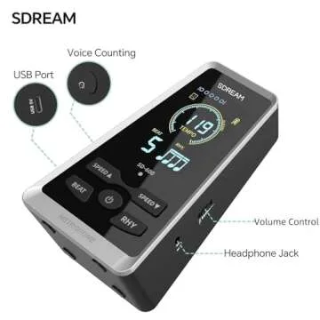 SDREAM Digital Metronome for Piano,Guitar,Violin,Rechargeable LCD Electronic Metronome with Human Voice,Universal Metronome for Musicians,Instrument Volume & Beat Speed Adjustable