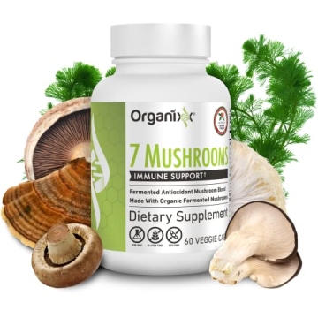 Organixx Organic Mushroom Supplement - 7 Types of Fermented Mushrooms in Vegan Capsules for Immune S...