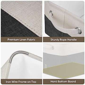 BALEINE Fabric Storage Bins for Shelves, Linen Storage Baskets for Organizing, Decorative Closet Sto...
