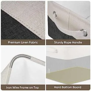 BALEINE Fabric Storage Bins for Shelves, Linen Storage Baskets for Organizing, Decorative Closet Sto...