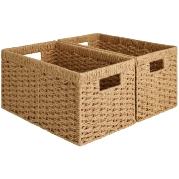 StorageWorks Premium Paper Rope Storage Baskets - Stylish Organization Solutions, 2-Pack