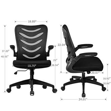 COMHOMA Office Chair Ergonomic Desk Computer Chair with Flip Up Arms Lumbar Support Adjustable Swive...