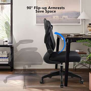 Ergonomic COMHOMA Office Chair with Flip-Up Arms