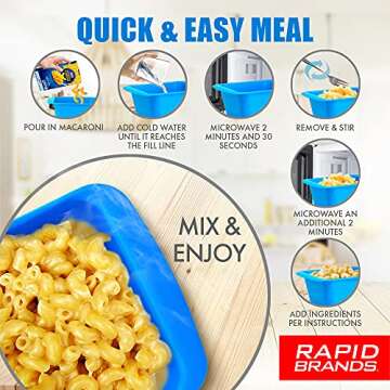 Rapid Mac Cooker | Microwave Macaroni & Cheese in 5 Minutes | Perfect for Dorm, Small Kitchen or Office | Dishwasher-Safe, Microwaveable, BPA-Free (Blue, 1-Pack)